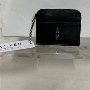 Thacker Kate Card Holder NWT Black With Gold Emblem